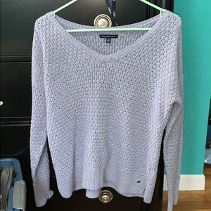 American Eagle Lavender Knit V-neck Sweater